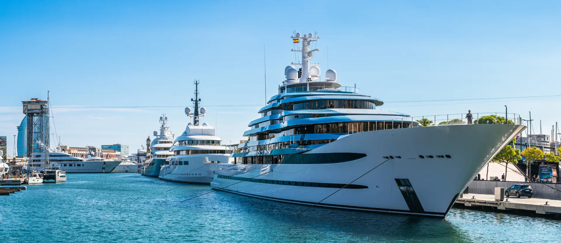 3 luxury yachts docked